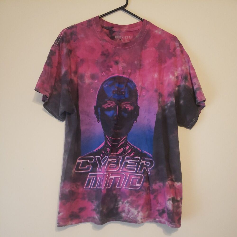 Cyber Mind by Chemistry Tye Dye Pink Black Size XL Short Sleeve T Shirt Y2K